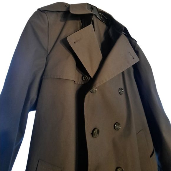 London Fog Mens Trench coat,  Size 46 regular Long Gray - Picture 4 of 15